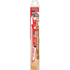 Freud - 6" Long x 1" Thick, Carbide Reciprocating Saw Blade - Tapered Profile, 6 Carbide TPI, Toothed Edge, Tang Shank - Exact Tool & Supply