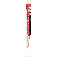 Freud - 9" Long x 1" Thick, Carbide Reciprocating Saw Blade - Tapered Profile, 9 TPI, Toothed Edge, Tang Shank - Exact Tool & Supply