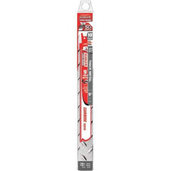 Freud - 9" Long x 1" Thick, Carbide Reciprocating Saw Blade - Straight Profile, 8 TPI, Toothed Edge, Tang Shank - Exact Tool & Supply