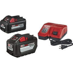 Milwaukee Tool - 18 Volt, 2 Battery Lithium-Ion Power Tool Charger - AC Wall Outlet Power Source, Batteries Included - Exact Tool & Supply