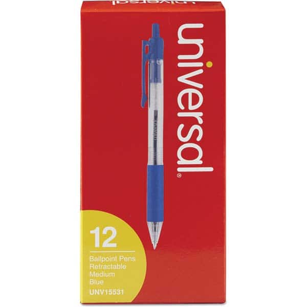 UNIVERSAL - Pens & Pencils Type: Comfort Grip Retractable Pen Color: Blue - Exact Tool & Supply