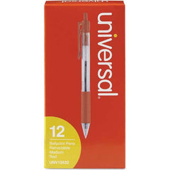 UNIVERSAL - Pens & Pencils Type: Comfort Grip Retractable Pen Color: Red - Exact Tool & Supply
