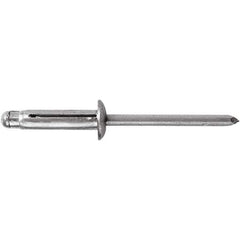 STANLEY Engineered Fastening - Size 6 Dome Head Aluminum Open End Blind Rivet - Aluminum Mandrel, 0.157" to 0.472" Grip, 3/16" Head Diam, 0.197" to 0.207" Hole Diam, - Exact Tool & Supply