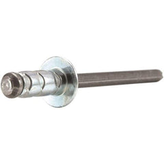 STANLEY Engineered Fastening - Size 4 Dome Head Aluminum Open End Blind Rivet - Aluminum Mandrel, 0.157" to 0.312" Grip, 1/8" Head Diam, 0.129" to 0.142" Hole Diam, 0.078" Body Diam - Exact Tool & Supply