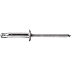 STANLEY Engineered Fastening - Size 6 Dome Head Aluminum Open End Blind Rivet - Aluminum Mandrel, 0.04" to 0.354" Grip, 3/16" Head Diam, 0.197" to 0.207" Hole Diam, - Exact Tool & Supply