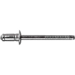 STANLEY Engineered Fastening - Size 6 Dome Head Steel Open End Blind Rivet - Steel Mandrel, 0.1378" to 0.2362" Grip, 3/16" Head Diam, 0.1929" to 0.2008" Hole Diam, 3.2" Body Diam - Exact Tool & Supply
