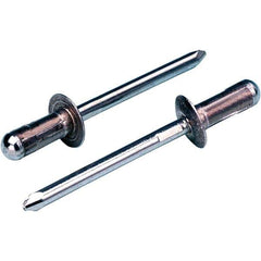 STANLEY Engineered Fastening - Size 5 Countersunk Head Aluminum Open End Blind Rivet - Steel Mandrel, 0.1102" to 0.311" Grip, 5/32" Head Diam, 0.161" to 0.1661" Hole Diam, 2.121" Body Diam - Exact Tool & Supply