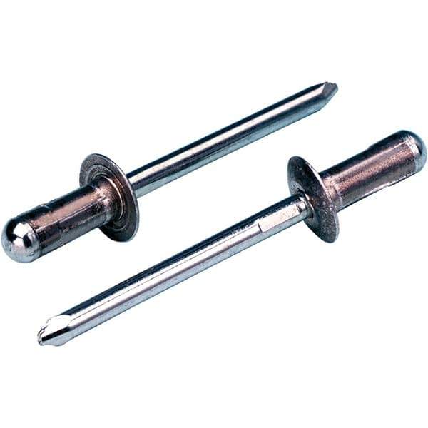 STANLEY Engineered Fastening - Size 5 Dome Head Aluminum Open End Blind Rivet - Steel Mandrel, 0.0472" to 0.248" Grip, 5/32" Head Diam, 0.161" to 0.1661" Hole Diam, 2.121" Body Diam - Exact Tool & Supply