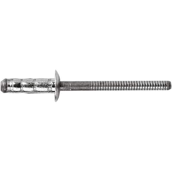STANLEY Engineered Fastening - Size 6 Dome Head Steel Multi Grip Blind Rivet - Steel Mandrel, 0.0598" to 1/4" Grip, 3/16" Head Diam, 0.1921" to 0.1961" Hole Diam, 3" Body Diam - Exact Tool & Supply
