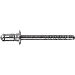 STANLEY Engineered Fastening - Size 6 Dome Head Steel Open End Blind Rivet - Steel Mandrel, 0.0591" to 0.1378" Grip, 3/16" Head Diam, 0.1929" to 0.2008" Hole Diam, 3.2" Body Diam - Exact Tool & Supply