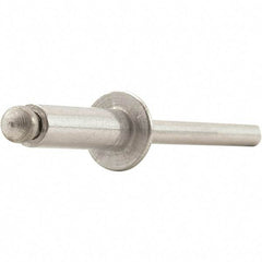 STANLEY Engineered Fastening - Size 4 Dome Head Aluminum Open End Blind Rivet - Aluminum Mandrel, 0.126" to 0.187" Grip, 1/8" Head Diam, 0.129" to 0.133" Hole Diam, 0.078" Body Diam - Exact Tool & Supply