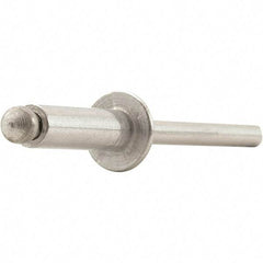 STANLEY Engineered Fastening - Size 4 Dome Head Aluminum Open End Blind Rivet - Steel Mandrel, 0.063" to 1/8" Grip, 1/8" Head Diam, 0.129" to 0.133" Hole Diam, 0.078" Body Diam - Exact Tool & Supply