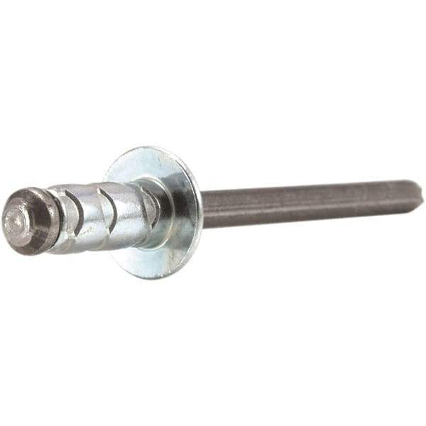 STANLEY Engineered Fastening - Size 6 Large Flange Head Aluminum Multi Grip Blind Rivet - Steel Mandrel, 0.251" to 1/2" Grip, 3/16" Head Diam, 0.192" to 0.205" Hole Diam, 0.116" Body Diam - Exact Tool & Supply