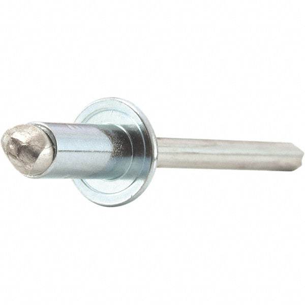 STANLEY Engineered Fastening - Size 4 Dome Head Steel Open End Blind Rivet - Steel Mandrel, 0.063" to 1/8" Grip, 1/8" Head Diam, 0.129" to 0.133" Hole Diam, 0.078" Body Diam - Exact Tool & Supply
