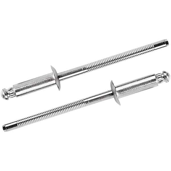 STANLEY Engineered Fastening - Size 6 Dome Head Steel Structural with Locking Stem Blind Rivet - Steel Mandrel, 0.062" to 1/8" Grip, 3/16" Head Diam, 0.192" to 0.196" Hole Diam, 0.114" Body Diam - Exact Tool & Supply