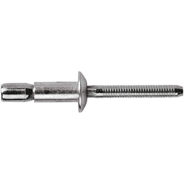 STANLEY Engineered Fastening - Size 8 Dome Head Steel Structural with Locking Stem Blind Rivet - Steel Mandrel, 0.08" to 5/8" Grip, 1/4" Head Diam, 0.261" to 0.276" Hole Diam, 0.153" Body Diam - Exact Tool & Supply
