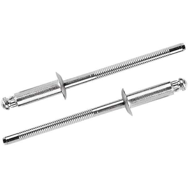 STANLEY Engineered Fastening - Size 6 Countersunk Head Steel Structural with Locking Stem Blind Rivet - Steel Mandrel, 0.126" to 1/4" Grip, 3/16" Head Diam, 0.192" to 0.196" Hole Diam, 0.114" Body Diam - Exact Tool & Supply