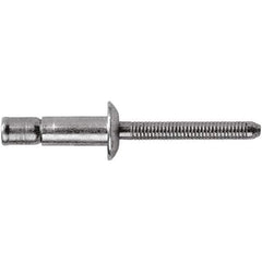 STANLEY Engineered Fastening - Size 6 Dome Head Steel Structural with Locking Stem Blind Rivet - Steel Mandrel, 0.064" to 0.437" Grip, 3/16" Head Diam, 0.194" to 0.204" Hole Diam, 0.12" Body Diam - Exact Tool & Supply