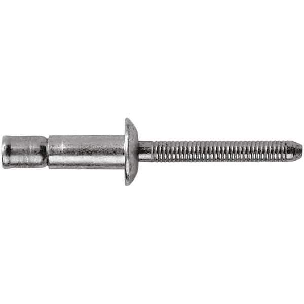 STANLEY Engineered Fastening - Size 8 Dome Head Steel Structural with Locking Stem Blind Rivet - Steel Mandrel, 0.08" to 3/8" Grip, 1/4" Head Diam, 0.261" to 0.276" Hole Diam, 0.162" Body Diam - Exact Tool & Supply