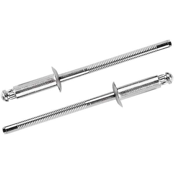 STANLEY Engineered Fastening - Size 4 Dome Head Steel Structural with Locking Stem Blind Rivet - Steel Mandrel, 0.094" to 0.187" Grip, 1/8" Head Diam, 0.129" to 0.133" Hole Diam, 0.075" Body Diam - Exact Tool & Supply