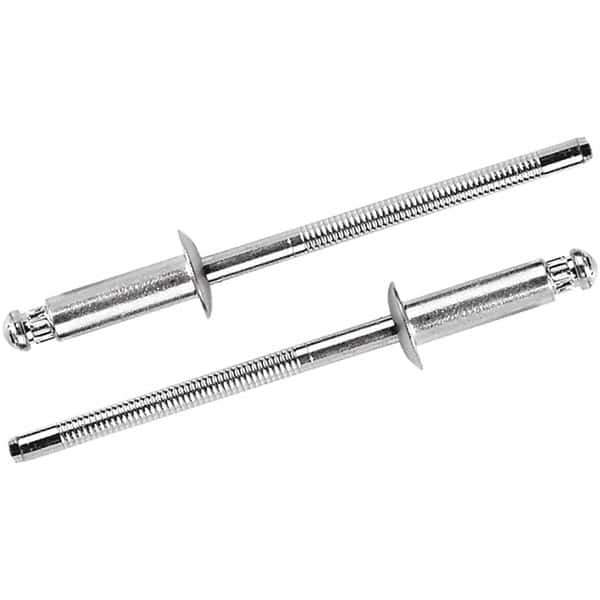 STANLEY Engineered Fastening - Size 8 Dome Head Steel Structural with Locking Stem Blind Rivet - Steel Mandrel, 0.251" to 3/8" Grip, 1/4" Head Diam, 0.257" to 0.261" Hole Diam, 0.151" Body Diam - Exact Tool & Supply