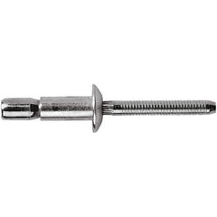 STANLEY Engineered Fastening - Size 6 Dome Head Steel Structural with Locking Stem Blind Rivet - Steel Mandrel, 0.062" to 0.427" Grip, 3/16" Head Diam, 0.194" to 0.204" Hole Diam, 0.114" Body Diam - Exact Tool & Supply