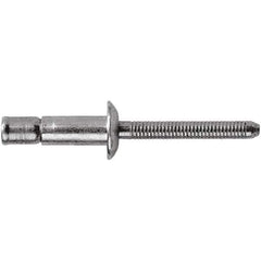 STANLEY Engineered Fastening - Size 6 Dome Head Steel Structural with Locking Stem Blind Rivet - Steel Mandrel, 0.062" to 1/4" Grip, 3/16" Head Diam, 0.194" to 0.204" Hole Diam, 0.12" Body Diam - Exact Tool & Supply