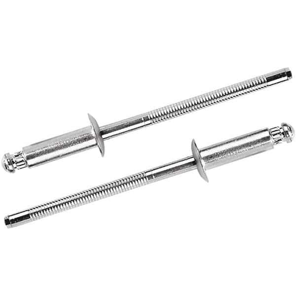 STANLEY Engineered Fastening - Size 6 Dome Head Steel Structural with Locking Stem Blind Rivet - Steel Mandrel, 0.126" to 1/4" Grip, 3/16" Head Diam, 0.192" to 0.196" Hole Diam, 0.114" Body Diam - Exact Tool & Supply