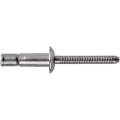 STANLEY Engineered Fastening - Size 8 Countersunk Head Steel Structural with Locking Stem Blind Rivet - Steel Mandrel, 1/8" to 0.475" Grip, 1/4" Head Diam, 0.261" to 0.276" Hole Diam, 0.162" Body Diam - Exact Tool & Supply