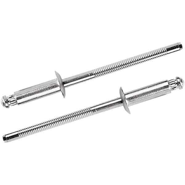 STANLEY Engineered Fastening - Size 4 Countersunk Head Steel Structural with Locking Stem Blind Rivet - Steel Mandrel, 0.094" to 0.187" Grip, 1/8" Head Diam, 0.129" to 0.133" Hole Diam, 0.075" Body Diam - Exact Tool & Supply