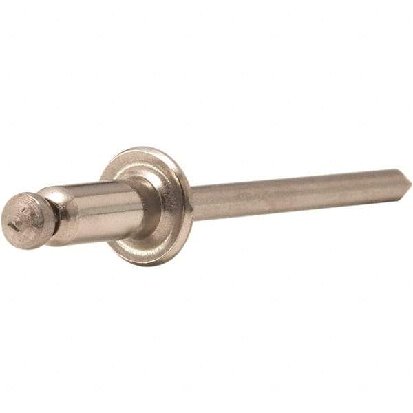 STANLEY Engineered Fastening - Size 5 Dome Head Stainless Steel Open End Blind Rivet - Steel Mandrel, 0.063" to 1/8" Grip, 5/32" Head Diam, 0.16" to 0.164" Hole Diam, 0.097" Body Diam - Exact Tool & Supply