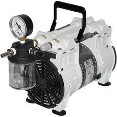 Welch - Piston-Type Vacuum Pumps; Horsepower: 0.125 ; Cubic Feet per Minute: 0.80 ; Vacuum Pressure (In/Hg): 60.00 ; Voltage: 115V ; Height (Inch): 10 ; Length (Inch): 8.1 - Exact Tool & Supply