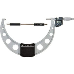Mitutoyo - 9 to 10" Range, 0.00005" Resolution, Standard Throat IP65 Electronic Outside Micrometer - 0.0002" Accuracy, Ratchet Stop Thimble, Carbide-Tipped Face, SR44 Battery - Exact Tool & Supply
