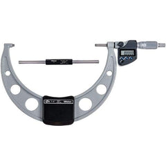 Mitutoyo - 7 to 8" Range, 0.0001" Resolution, Standard Throat IP65 Electronic Outside Micrometer - 0.00015" Accuracy, Ratchet Stop Thimble, Carbide-Tipped Face, SR44 Battery - Exact Tool & Supply