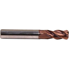 Emuge - 5mm Diam, 13mm LOC, 4 Flute Solid Carbide Roughing & Finishing End Mill - TiAlN Finish, 57mm OAL, 6mm Shank Diam, Cylindrical Shank, 38° Helix, Centercutting, Long Length - Exact Tool & Supply