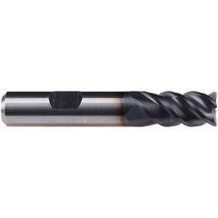 Emuge - 10mm Diam, 30mm LOC, 4 Flute Solid Carbide Roughing & Finishing End Mill - TiAlN Finish, 72mm OAL, 10mm Shank Diam, Weldon Shank, 50° Helix, Centercutting, Long Length - Exact Tool & Supply