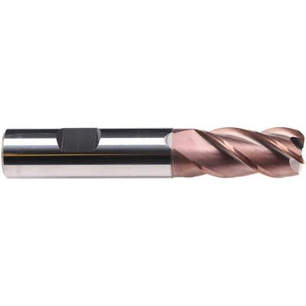 Emuge - 5mm Diam, 13mm LOC, 4 Flute Solid Carbide Roughing & Finishing End Mill - TiAlN Finish, 57mm OAL, 6mm Shank Diam, Weldon Shank, 38° Helix, Long Length - Exact Tool & Supply