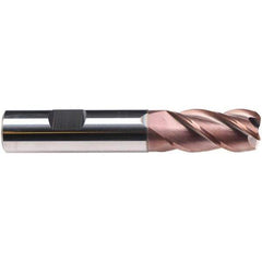Emuge - 5mm Diam, 13mm LOC, 4 Flute Solid Carbide Roughing & Finishing End Mill - TiAlN Finish, 57mm OAL, 6mm Shank Diam, Weldon Shank, 38° Helix, Long Length - Exact Tool & Supply