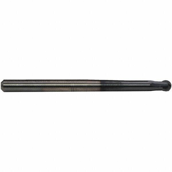 Emuge - 6mm Diam, 4.3mm LOC, 2 Flute Solid Carbide Ball End Mill - TiAlN Finish, Single End, 80mm OAL, 6mm Shank Diam, Ball Flute - Exact Tool & Supply