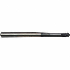 Emuge - 6mm Diam, 4.3mm LOC, 2 Flute Solid Carbide Ball End Mill - TiAlN Finish, Single End, 80mm OAL, 6mm Shank Diam, Ball Flute - Exact Tool & Supply