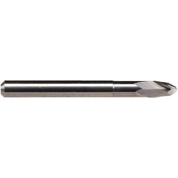 Emuge - 5/16" Diam, 9/32" LOC, 2 Flute Solid Carbide Ball End Mill - Uncoated, Single End, 2-1/2" OAL, 5/16" Shank Diam, Ball Flute - Exact Tool & Supply