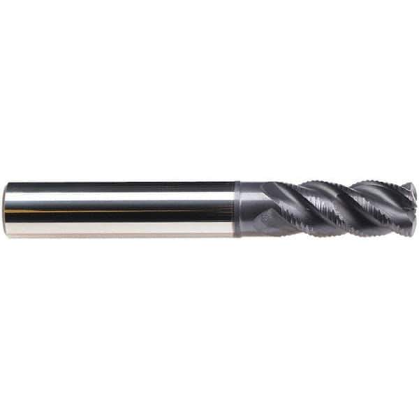 Emuge - 10mm Diam, 22mm LOC, 4 Flute Solid Carbide Roughing & Finishing End Mill - TiAlN Finish, 72mm OAL, 10mm Shank Diam, Cylindrical Shank, 45° Helix, Long Length - Exact Tool & Supply