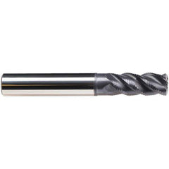 Emuge - 10mm Diam, 22mm LOC, 4 Flute Solid Carbide Roughing & Finishing End Mill - TiAlN Finish, 72mm OAL, 10mm Shank Diam, Cylindrical Shank, 45° Helix, Long Length - Exact Tool & Supply