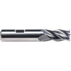 Emuge - 1/2" Diam, 1" LOC, 4 Flute Solid Carbide Roughing & Finishing End Mill - CrN Finish, 3" OAL, 1/2" Shank Diam, Weldon Shank, 38° Helix, Centercutting, Regular Length - Exact Tool & Supply