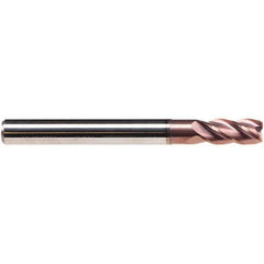 Emuge - 8mm Diam, 19mm LOC, 4 Flute Solid Carbide Roughing & Finishing End Mill - TiAlN Finish, 63mm OAL, 8mm Shank Diam, Cylindrical Shank, 38° Helix, Long Length - Exact Tool & Supply