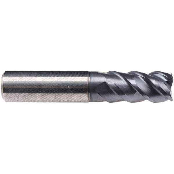 Emuge - 16mm Diam, 40mm LOC, 4 Flute Solid Carbide Roughing & Finishing End Mill - TiAlN Finish, 92mm OAL, 16mm Shank Diam, Cylindrical Shank, 50° Helix, Centercutting, Long Length - Exact Tool & Supply
