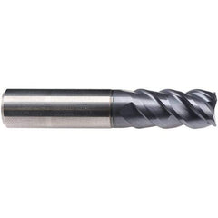 Emuge - 16mm Diam, 40mm LOC, 4 Flute Solid Carbide Roughing & Finishing End Mill - TiAlN Finish, 92mm OAL, 16mm Shank Diam, Cylindrical Shank, 50° Helix, Centercutting, Long Length - Exact Tool & Supply