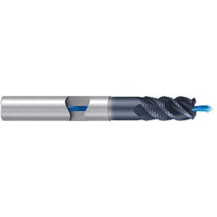 Emuge - 10mm Diam, 22mm LOC, 4 Flute Solid Carbide Roughing & Finishing End Mill - TiAlN Finish, 80mm OAL, 10mm Shank Diam, Cylindrical Shank, 45° Helix, Extra Long Length - Exact Tool & Supply