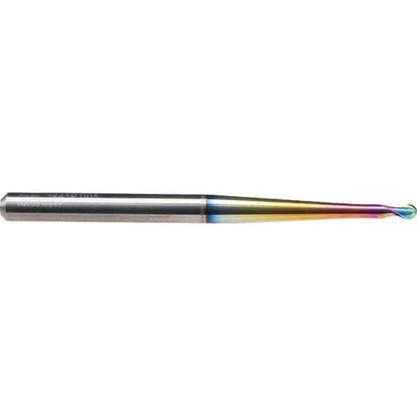 Emuge - 3mm Diam, 3.5mm LOC, 2 Flute Solid Carbide Ball End Mill - CrN Finish, Single End, 80mm OAL, 6mm Shank Diam, Ball Flute - Exact Tool & Supply