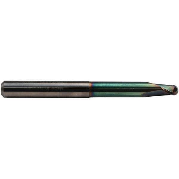 Emuge - 16mm Diam, 12mm LOC, 2 Flute Solid Carbide Ball End Mill - CrN Finish, Single End, 140mm OAL, 16mm Shank Diam, Ball Flute - Exact Tool & Supply